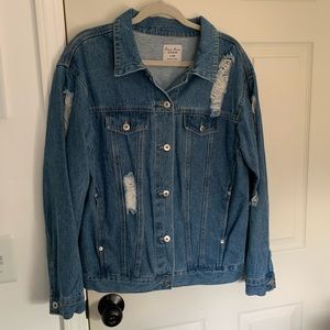 Distressed denim jacket